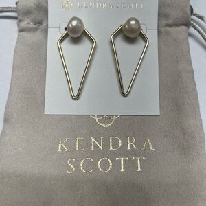 Kendra Scott Demi Open Frame Geometric Gold and Pearl Earrings